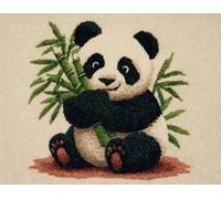Wallphantom animal Latch Hook Rug Kit,Panda comiendo bambú,DIY Latch Hook Rug Making Kit for Adults Kids,Carpet Making Cushion Needlework for Beginners,Home Decor,80x160cm