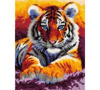 Wallphantom animal Latch Hook Rug Making Kits,Un lindo tigre amarillo,DIY Latch Hook Rug Kits,DIY Rug Crochet Yarn for Home Sofa Decoration,60x90cm