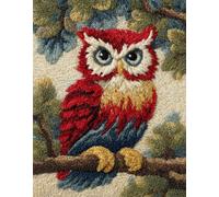 Wallphantom Animal pájaro Kit de Alfombras con Gancho de Pestillo,Búho en una rama,3D Latch Hook Manualidades Kits DIY Punto de Cruz Fabricación para Adultos Decoración del Hogar,80x160cm