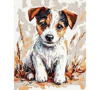 Wallphantom Animal Perro 11CT Kit Petit Point Conjunto De Punto De Cruz,Jack Russell Terrier,Kit De Bordado Para Adultos,Kits De Punto De Cruz DIY,16x20in Bordado a Mano Regalo