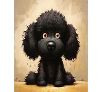 Wallphantom Animal Perro DIY Cuadros para Pintar por Numeros,Lindo cachorro negro,Pintar por Numeros Adultos,Pintar con Numeros Principiantes Lienzos,Kit Manualidades,40x50cm sin borde