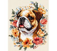 Wallphantom Animal Perro DIY Latch Hook Rug Kit,Buldog,Pattern Printed Canvas DIY Embroidery Home Decor,Handmade Needlework Crafts for Adults Beginners,52x38cm