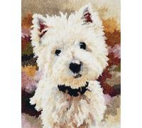 Wallphantom Animal Perro Kit de Alfombras con Gancho de Pestillo,lindo cachorro blanco,3D Latch Hook Manualidades Kits DIY Punto de Cruz Fabricación para Adultos Decoración del Hogar,60x90cm