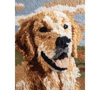 Wallphantom Animal Perro Kit de Alfombras con Gancho de Pestillo,Lindo golden retriever,3D Latch Hook Manualidades Kits DIY Punto de Cruz Fabricación para Adultos Decoración del Hogar,80x160cm