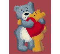 Wallphantom animales de dibujos animados Latch Hook Rug Making Kits,Dos osos pardos cariñosos,DIY Latch Hook Rug Kits,DIY Rug Crochet Yarn for Home Sofa Decoration,55x75cm