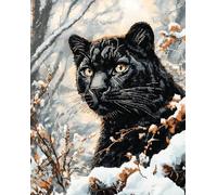 Wallphantom Animales de la selva DIY Latch Hook Rug Kit,Pantera Negra,Pattern Printed Canvas DIY Embroidery Home Decor,Handmade Needlework Crafts for Adults Beginners,90x120cm