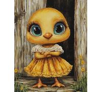 Wallphantom Animales lindos DIY Alfombras Kits De Ganchillo,Pollo de ojos grandes,Kit De Ganchillo Para Principiantes,set De Lona Para Hacer Alfombras Para El Hogar,55x75cm