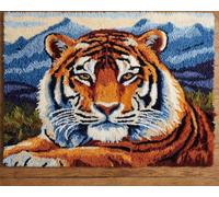 Wallphantom DIY Alfombras Kits De Ganchillo,animal tigre,Kit De Ganchillo Para Principiantes,set De Lona Para Hacer Alfombras Para El Hogar,80x115cm