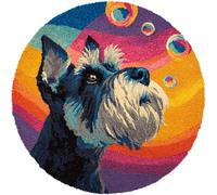 Wallphantom DIY Alfombras Kits De Ganchillo,Burbujas de colores y Schnauzers,Kit De Ganchillo Para Principiantes,set De Lona Para Hacer Alfombras Para El Hogar,50x50cm