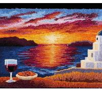 Wallphantom DIY Alfombras Kits De Ganchillo,Casas junto al mar,Kit De Ganchillo Para Principiantes,set De Lona Para Hacer Alfombras Para El Hogar,80x115cm