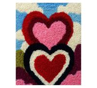 Wallphantom DIY Alfombras Kits De Ganchillo,Corazones de colores,Kit De Ganchillo Para Principiantes,set De Lona Para Hacer Alfombras Para El Hogar,60x90cm