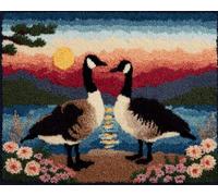 Wallphantom DIY Alfombras Kits De Ganchillo,Ganso animal,Kit De Ganchillo Para Principiantes,set De Lona Para Hacer Alfombras Para El Hogar,80x115cm