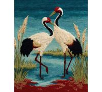 Wallphantom DIY Alfombras Kits De Ganchillo,Grulla de corona roja (animal, ave),Kit De Ganchillo Para Principiantes,set De Lona Para Hacer Alfombras Para El Hogar,90x120cm