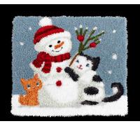 Wallphantom DIY Alfombras Kits De Ganchillo,Muñeco de nieve y cachorro,Kit De Ganchillo Para Principiantes,set De Lona Para Hacer Alfombras Para El Hogar,80x160cm