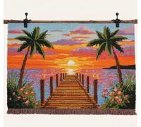 Wallphantom DIY Alfombras Kits De Ganchillo,Paisaje de atardecer tropical,Kit De Ganchillo Para Principiantes,set De Lona Para Hacer Alfombras Para El Hogar,90x120cm