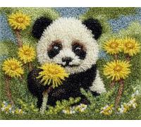 Wallphantom DIY Alfombras Kits De Ganchillo,Pandas y dientes de león,Kit De Ganchillo Para Principiantes,set De Lona Para Hacer Alfombras Para El Hogar,60x90cm