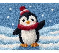 Wallphantom DIY Alfombras Kits De Ganchillo,Pingüinos adorables en Navidad,Kit De Ganchillo Para Principiantes,set De Lona Para Hacer Alfombras Para El Hogar,90x120cm