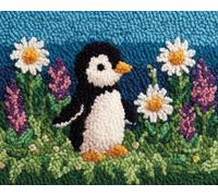 Wallphantom DIY Alfombras Kits De Ganchillo,Pingüinos y flores,Kit De Ganchillo Para Principiantes,set De Lona Para Hacer Alfombras Para El Hogar,80x115cm