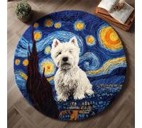 Wallphantom DIY Alfombras Kits De Ganchillo,West Highland White Terrier bajo las estrellas,Kit De Ganchillo Para Principiantes,set De Lona Para Hacer Alfombras Para El Hogar,50x50cm