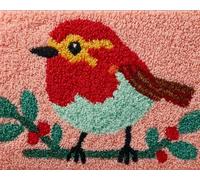 Wallphantom Diy Kit Alfombra Gancho De Pestillo,Lindo petirrojo en Navidad,Kit De Fabricación De Alfombras,decoración del hogar para familiares y amigos,80x160cm