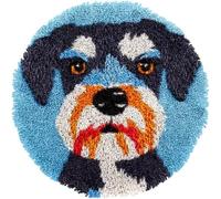 Wallphantom Diy Kit Alfombra Gancho De Pestillo,Lindo y lindo perro Schnauzer miniatura,Kit De Fabricación De Alfombras,decoración del hogar para familiares y amigos,50x50cm