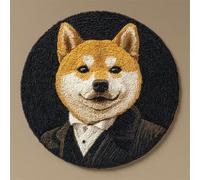 Wallphantom Diy Kit Gancho De Pestillo,Akita Inu con ropa,Latch Hook Rug Kits,Kit De Ganchillo Para Principiantes,Fabricación De Alfombras,50x50cm