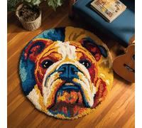 Wallphantom Diy Kit Gancho De Pestillo,Animal perro,pug,Latch Hook Rug Kits,Kit De Ganchillo Para Principiantes,Fabricación De Alfombras,50x50cm