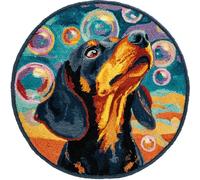 Wallphantom Diy Kit Gancho De Pestillo,Burbujas de colores y perros salchichas,Latch Hook Rug Kits,Kit De Ganchillo Para Principiantes,Fabricación De Alfombras,50x50cm