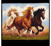 Wallphantom Diy Kit Gancho De Pestillo,caballo al galope,Latch Hook Rug Kits,Kit De Ganchillo Para Principiantes,Fabricación De Alfombras,52x38cm