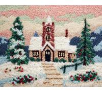 Wallphantom Diy Kit Gancho De Pestillo,Castillo de dibujos animados navideños,Latch Hook Rug Kits,Kit De Ganchillo Para Principiantes,Fabricación De Alfombras,55x75cm