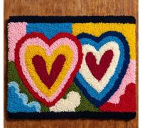 Wallphantom Diy Kit Gancho De Pestillo,Dos corazones,Latch Hook Rug Kits,Kit De Ganchillo Para Principiantes,Fabricación De Alfombras,60x90cm