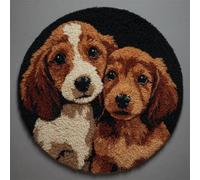 Wallphantom Diy Kit Gancho De Pestillo,Dos perros salchichas,Latch Hook Rug Kits,Kit De Ganchillo Para Principiantes,Fabricación De Alfombras,50x50cm