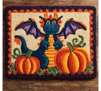 Wallphantom Diy Kit Gancho De Pestillo,Dragón y calabaza de dibujos animados,Latch Hook Rug Kits,Kit De Ganchillo Para Principiantes,Fabricación De Alfombras,55x75cm