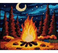 Wallphantom DIY Kit Gancho De Pestillo,Fogata bajo la luna,Kit De Alfombra Con Gancho De Pestillo,juego de 3D Latch Hook Manualidades Alfombra,Artesanía Bordado Tapiz,60x90cm