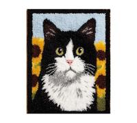 Wallphantom Diy Kit Gancho De Pestillo,Gato de esmoquin animal,Latch Hook Rug Kits,Kit De Ganchillo Para Principiantes,Fabricación De Alfombras,55x75cm