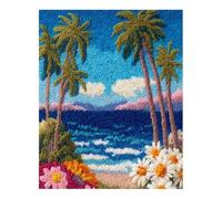 Wallphantom Diy Kit Gancho De Pestillo,paisaje costero,Latch Hook Rug Kits,Kit De Ganchillo Para Principiantes,Fabricación De Alfombras,55x75cm