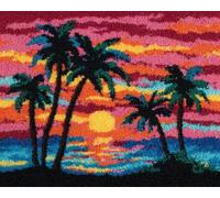 Wallphantom Diy Kit Gancho De Pestillo,Paisaje de palmeras al atardecer,Latch Hook Rug Kits,Kit De Ganchillo Para Principiantes,Fabricación De Alfombras,60x90cm