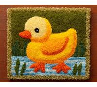 Wallphantom Diy Kit Gancho De Pestillo,Patos lindos,Latch Hook Rug Kits,Kit De Ganchillo Para Principiantes,Fabricación De Alfombras,80x160cm