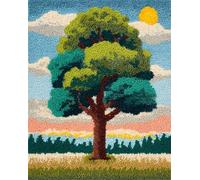 Wallphantom DIY Latch Hook Rug Kit,Árbol de dibujos animados,Pattern Printed Canvas DIY Embroidery Home Decor,Handmade Needlework Crafts for Adults Beginners,80x115cm