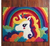 Wallphantom DIY Latch Hook Rug Kit,Caballo arcoiris,Pattern Printed Canvas DIY Embroidery Home Decor,Handmade Needlework Crafts for Adults Beginners,80x160cm