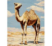 Wallphantom DIY Latch Hook Rug Kit,Camello, animal del desierto,Pattern Printed Canvas DIY Embroidery Home Decor,Handmade Needlework Crafts for Adults Beginners,80x115cm