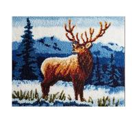 Wallphantom DIY Latch Hook Rug Kit,Escena nevada con ciervos,Pattern Printed Canvas DIY Embroidery Home Decor,Handmade Needlework Crafts for Adults Beginners,60x90cm