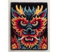 Wallphantom DIY Latch Hook Rug Kit,Graffiti Dragón Colorido,Pattern Printed Canvas DIY Embroidery Home Decor,Handmade Needlework Crafts for Adults Beginners,60x90cm