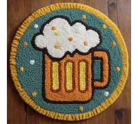 Wallphantom DIY Latch Hook Rug Kit,jarra de cerveza,Pattern Printed Canvas DIY Embroidery Home Decor,Handmade Needlework Crafts for Adults Beginners,50x50cm