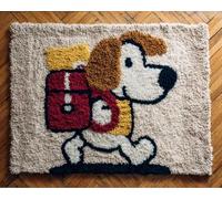 Wallphantom DIY Latch Hook Rug Kit,Un cachorro que lleva una mochila escolar.,Pattern Printed Canvas DIY Embroidery Home Decor,Handmade Needlework Crafts for Adults Beginners,80x160cm