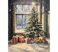 Wallphantom DIY Pintura por Números,Árbol de Navidad y regalos,pintura por números para adultos,kit de pintura al óleo de lienzo,festival,cumpleaños,kit de regalo,40x50cm con marco