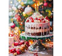 Wallphantom DIY Pintura por Números,Postre de pastel de Navidad,pintura por números para adultos,kit de pintura al óleo de lienzo,festival,cumpleaños,kit de regalo,40x50cm con marco