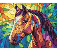 Wallphantom Estilo de vidriera Pintar por números para adultos,Animal Caballo,Pintura por Números y regalo para amigo,Navidad,cumpleaños,hogar decoración de casa,40x50cm con marco
