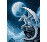 Wallphantom Hermosa vista nocturna Kit de alfombra con aguja de pestillo,Animal Dragón Blanco,Kit de alfombra con aguja de pestillo para adultos y niños,alfombras,cojines,decoración del hogar,60x90cm