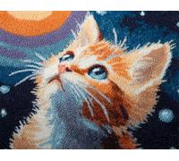 Wallphantom Hermoso cielo estrellado DIY Kit Gancho De Pestillo,Animal lindo gato,Kit De Alfombra Con Gancho De Pestillo,juego de 3D Latch Hook Manualidades Alfombra,Artesanía Bordado Tapiz,55x75cm